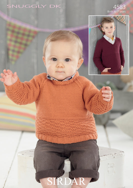Sirdar Pattern 4583 - Round neck & V neck sweaters-Sirdar snuggly DK - Product image