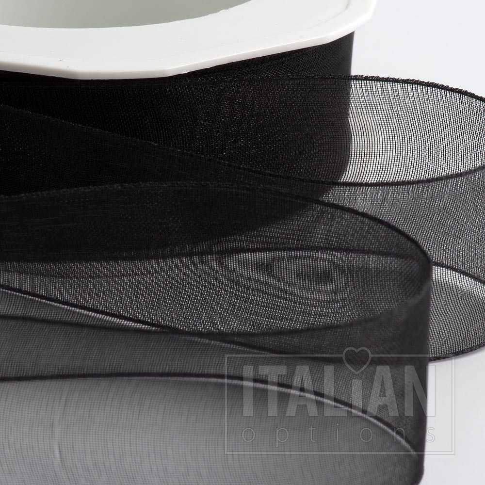 Black Organza Woven Edge Ribbon 38mm x 20m