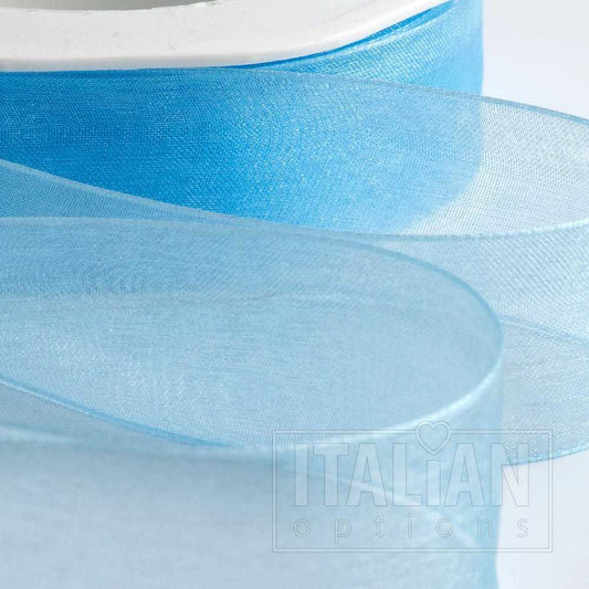 Blue Organza Woven Edge Ribbon 38mm x 20m