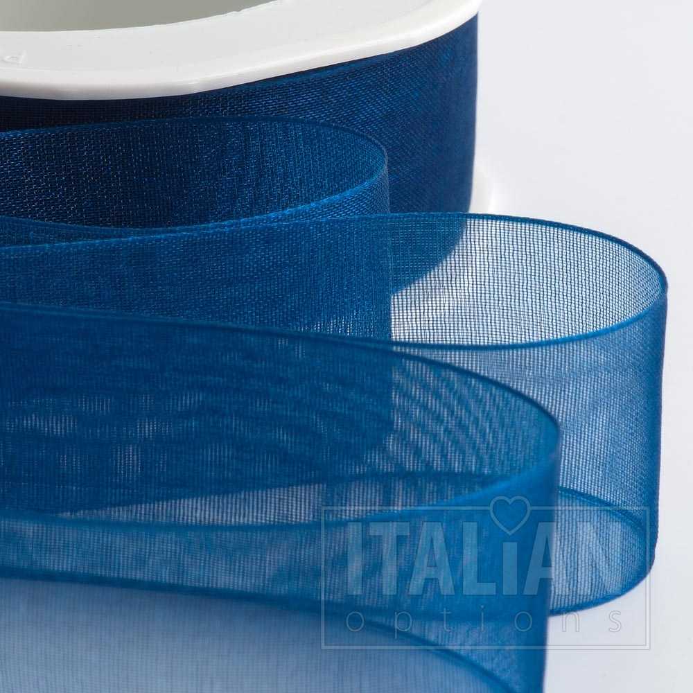 Royal Blue Organza Woven Edge Ribbon 38mm x 20m