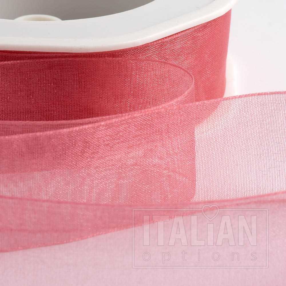Rose Pink Organza Woven Edge Ribbon 38mm x 20m