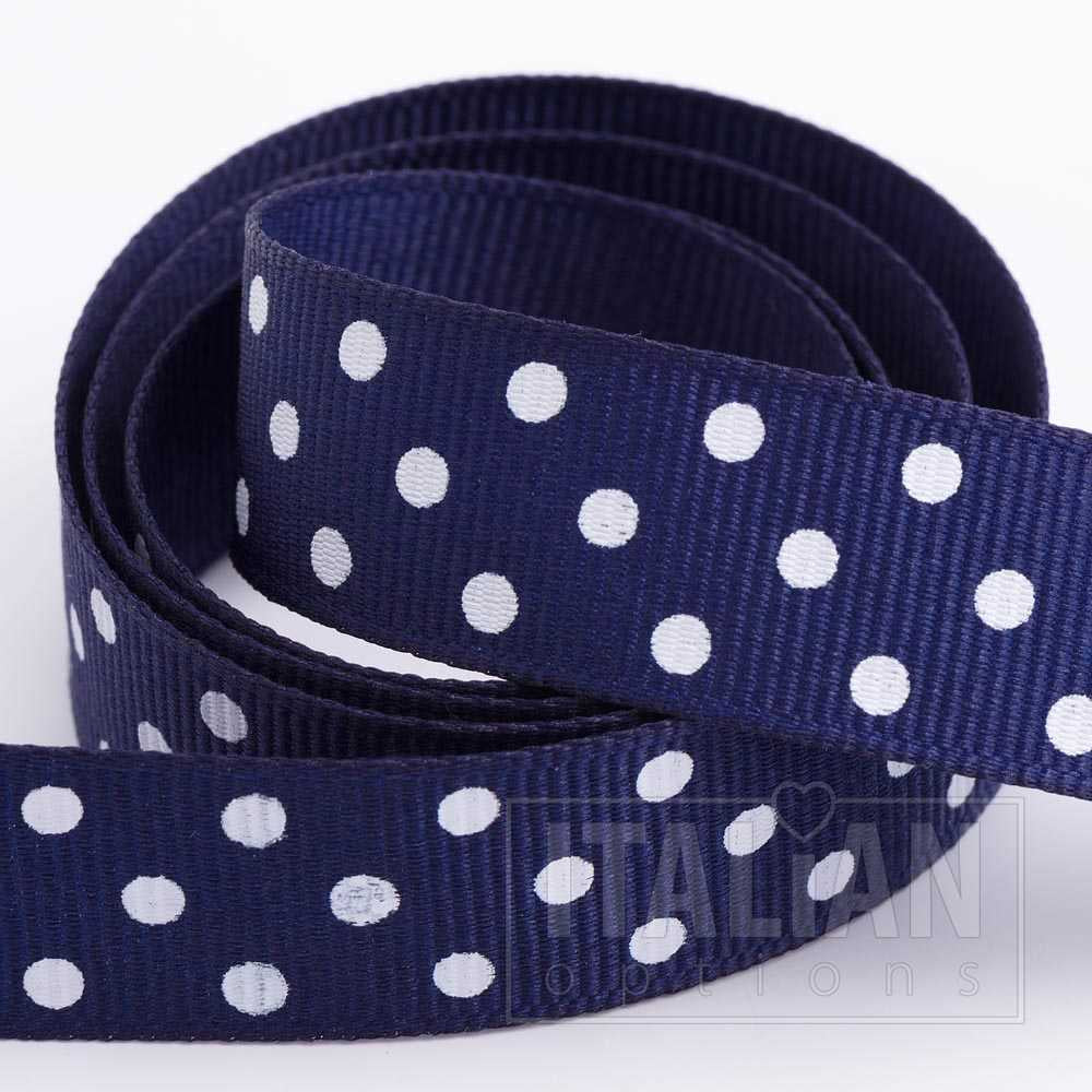 Navy Polka Dot Grosgrain Ribbon 25mm x 10m