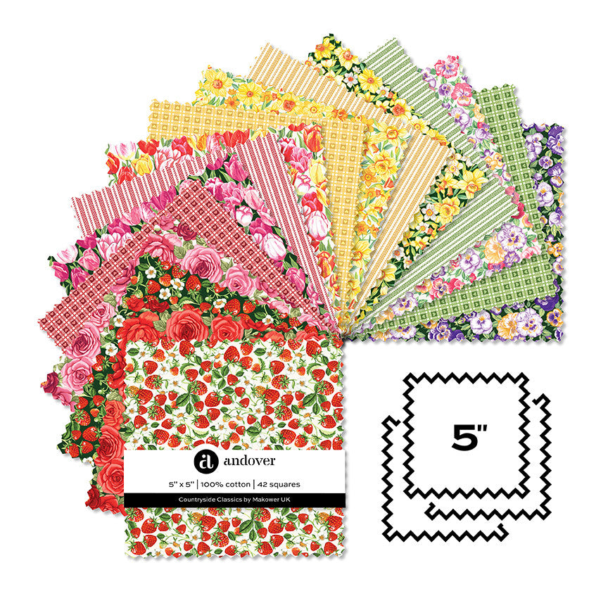 Makower UK Countryside Classics - 5 Inch Charm Pack (42 Cuts)