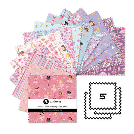 Makower UK Dance Class - 5 Inch Charm Pack (42 Cuts)