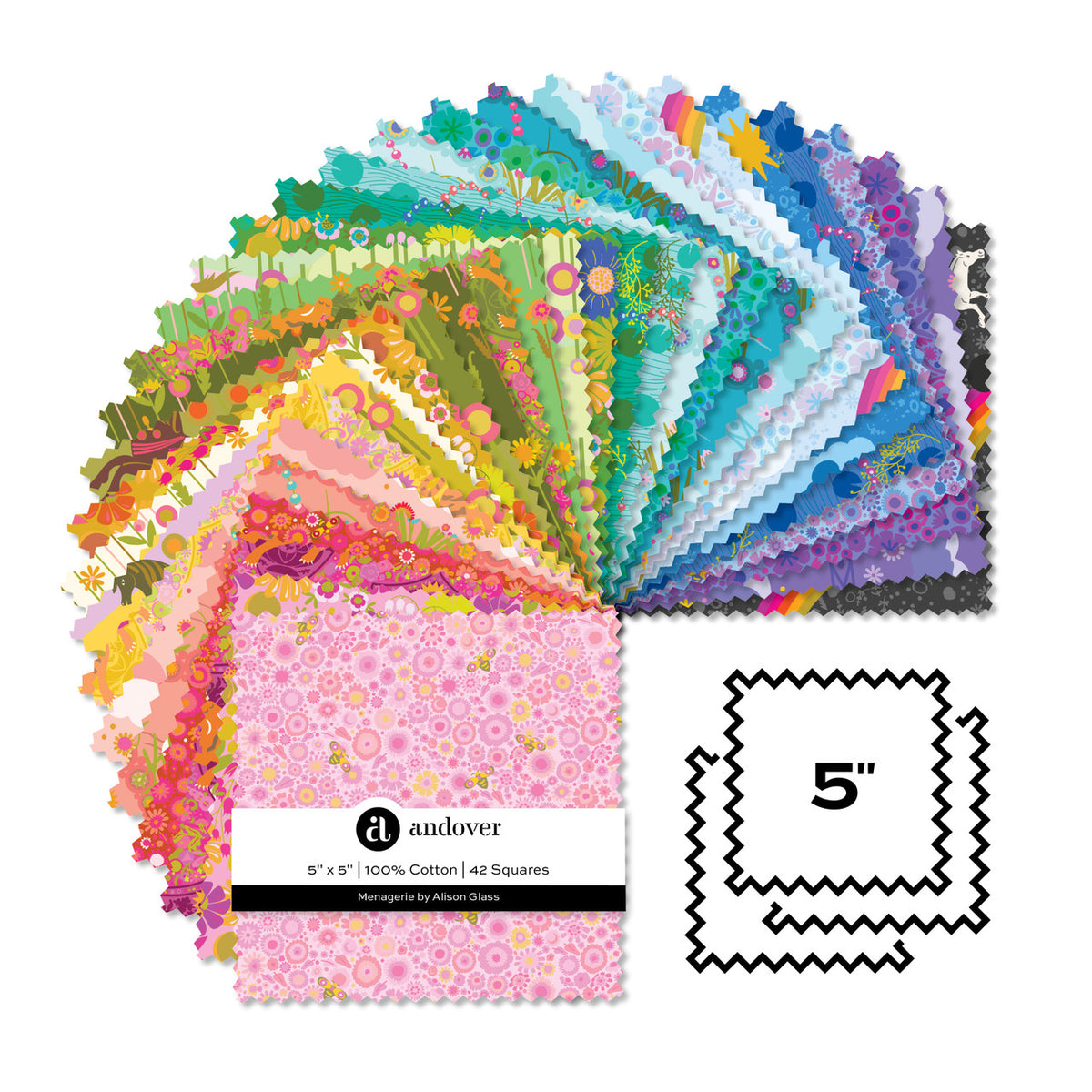 Andover Fabrics Menagerie - 5 Inch Charm Pack (42 Cuts)