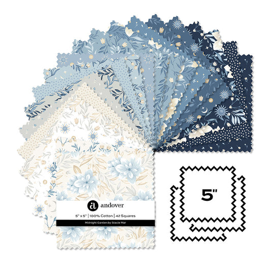 Andover Fabrics Midnight Garden - 5 Inch Charm Pack (42 Cuts)