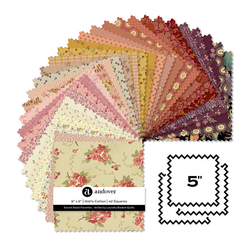 Andover Fabrics Secret Stash Favorites - 5 Inch Charm Pack (42 Cuts)