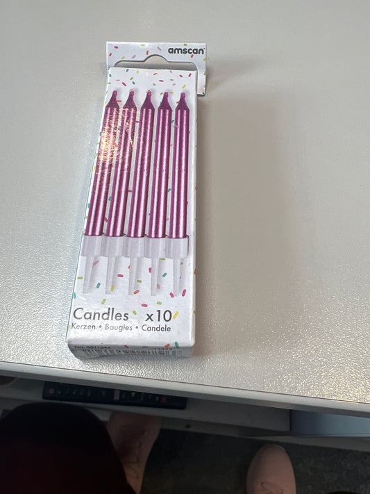 6cm metallic pink cake candles