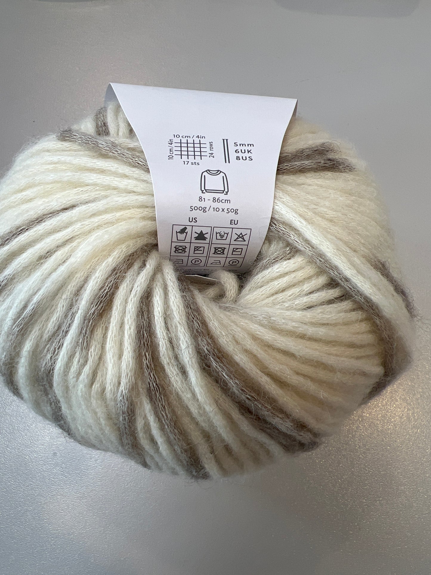 Rowan yarn in brown - close up detail