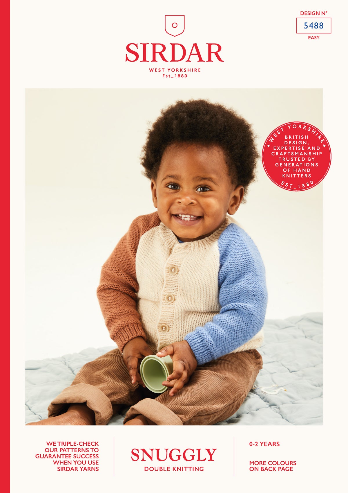 Sirdar Pattern 5488 - Baby Colour Block Cardigan In Snuggly DK