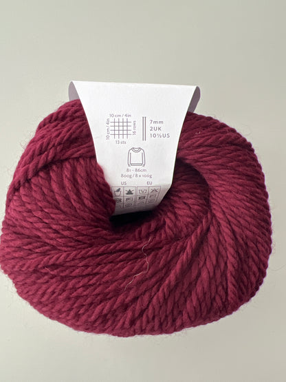 Rowan yarn in burgundy, wool blend