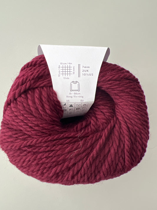 Rowan yarn in burgundy, wool blend