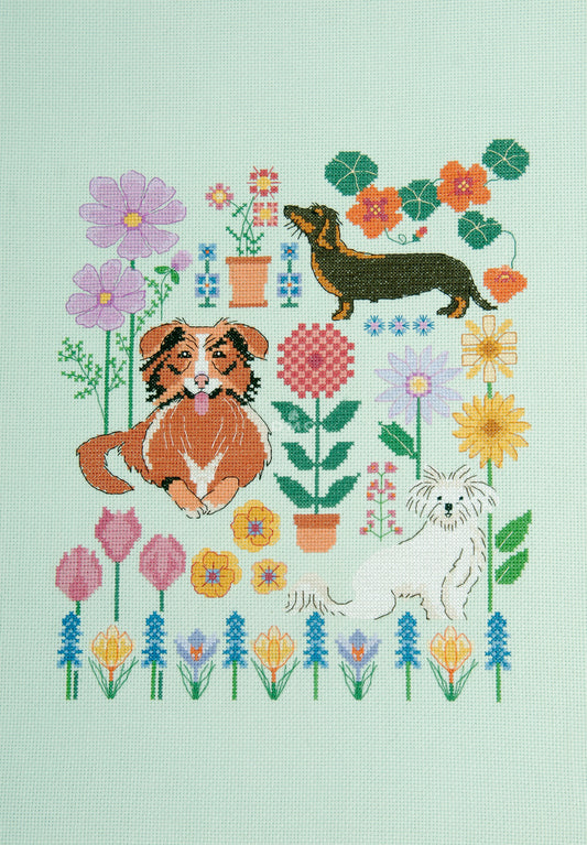 DMC Cross Stitch Kit - Dogs In The Garden