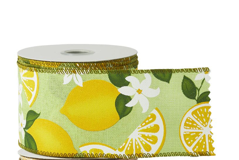 Lemon Slice Ribbon Green 64mm x 10M