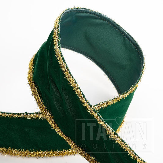 Velvet/Gold Tinsel Wired Edge 63mm x 10M
