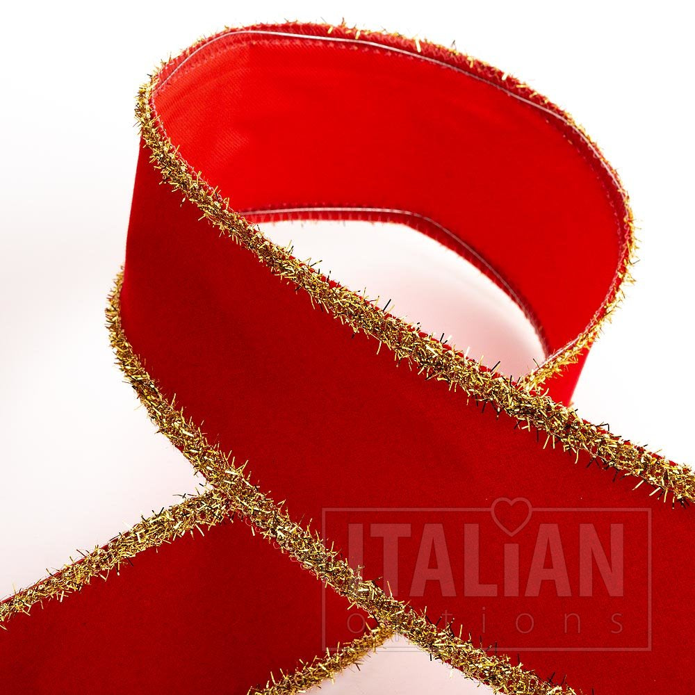 Velvet/Gold Tinsel Wired Edge 63mm x 10M