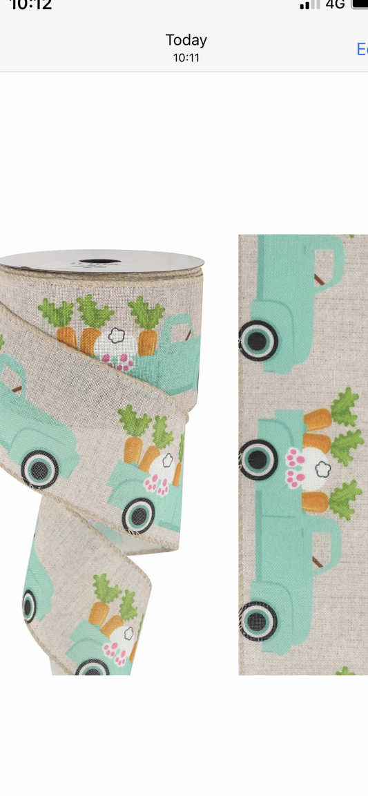 Wired Ribbon Bunny Truck 63mm x 10m