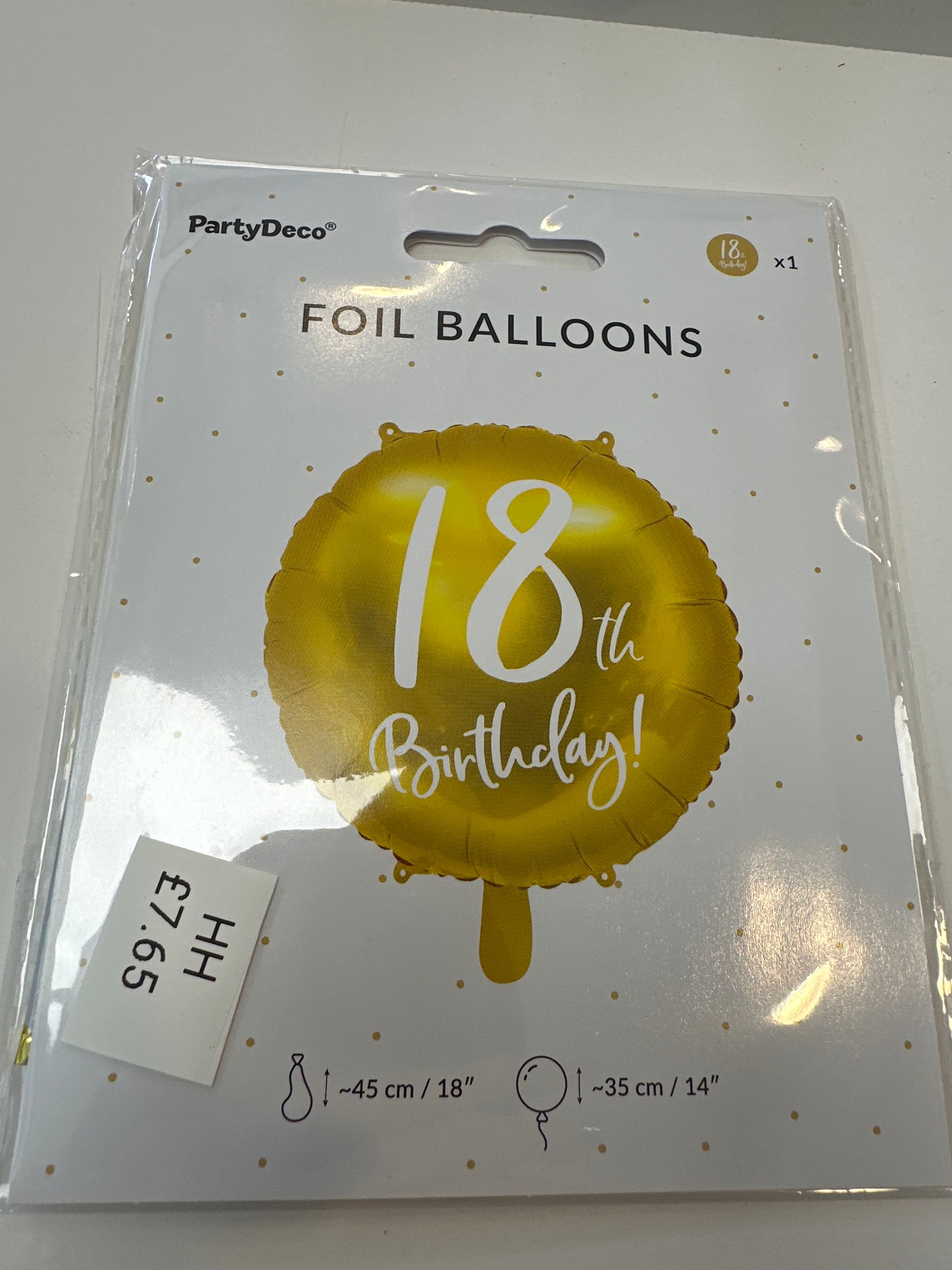 Gold 18th Birthday Balloon. 18”