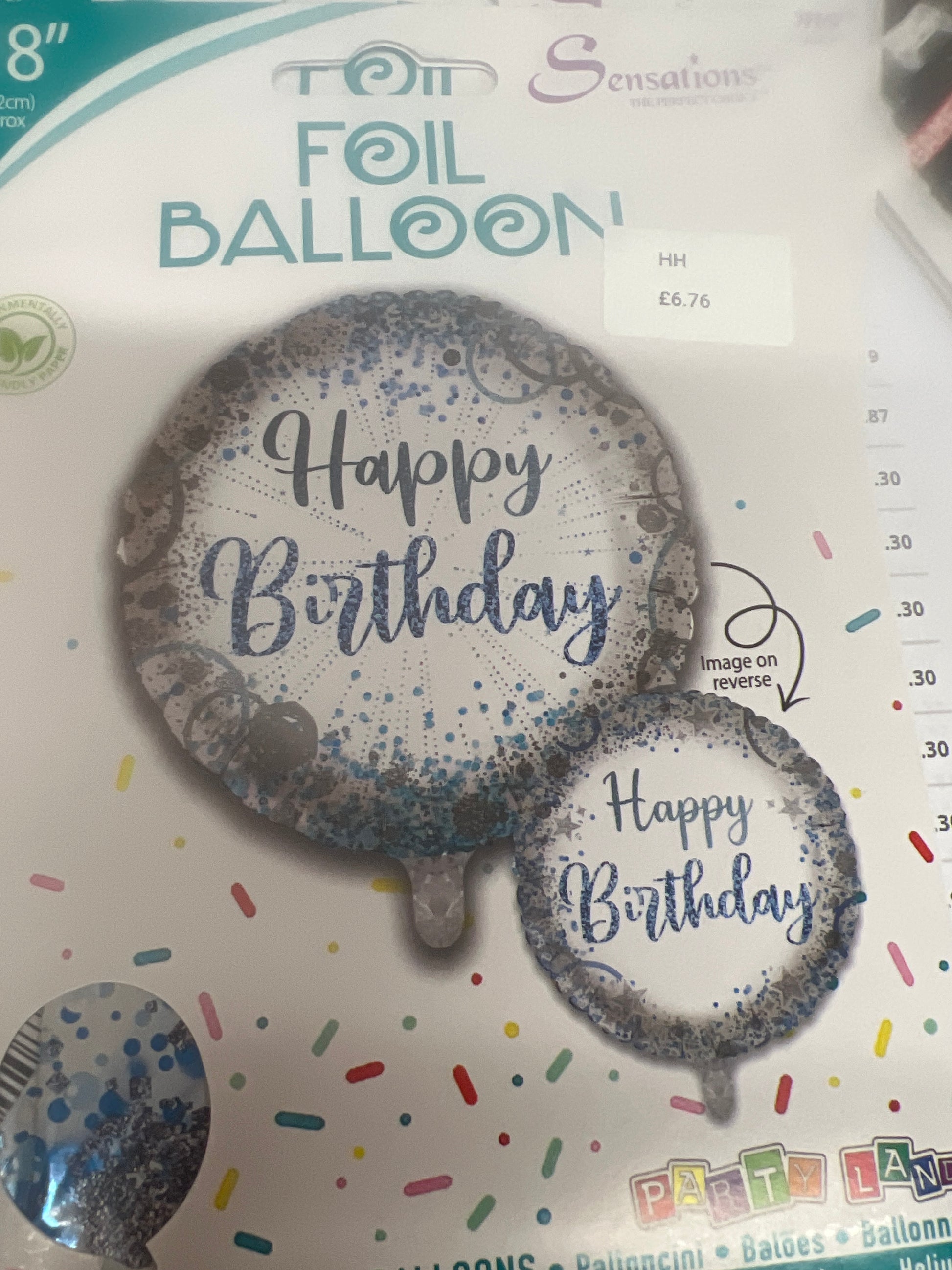 Happy Birthday blue & silver foil