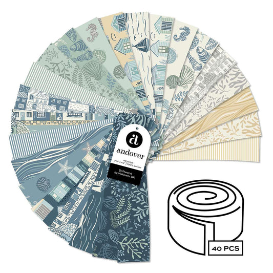 Driftwood Jelly Roll - Driftwood quilting fabric by Makower UK