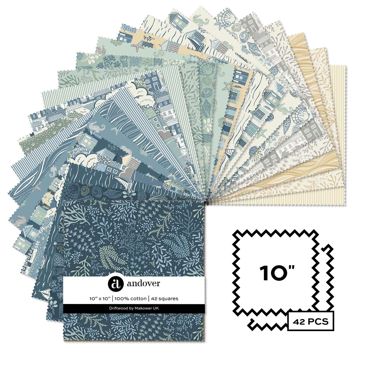 Driftwood Layer Cake - Driftwood quilting fabric by Makower UK