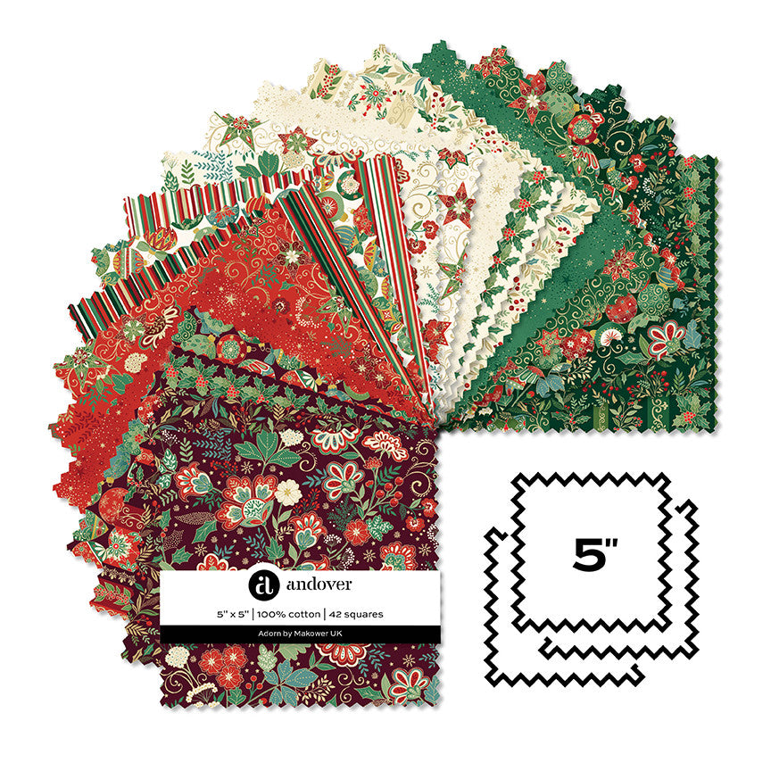 Makower UK Adorn - 5" Charm Pack (42 Squares)