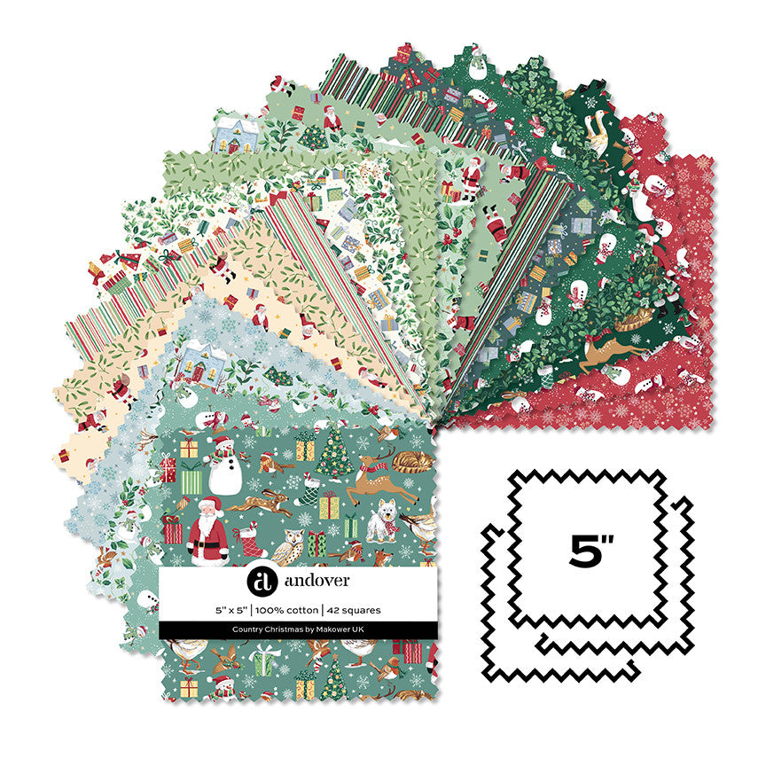 Makower UK Country Christmas - 5" Charm Pack (42 Squares)
