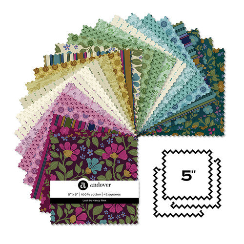 Andover Fabrics Lush by Nancy Rink - 5" Charm Pack