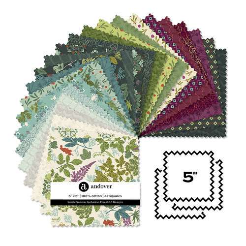 Andover Fabrics Nordic Summer by Gudrun Erla of GE Designs - 5" Charm Pack