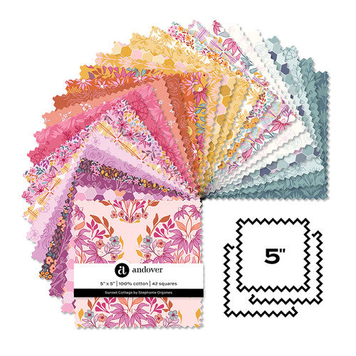 Andover Fabrics Sunset Cottage by Stephanie Organes - 5" Charm Pack