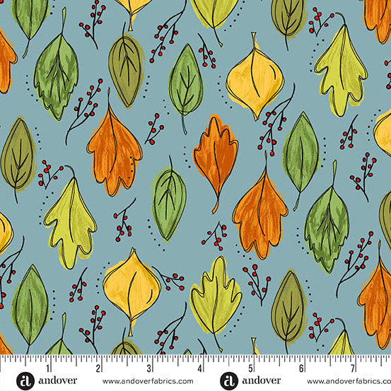 Andover Fabrics Harvest Home by Amy Latta - Fall Foliage Sky