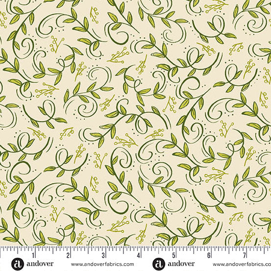 Andover Fabrics Harvest Home by Amy Latta - Swirling Leaves Cream
