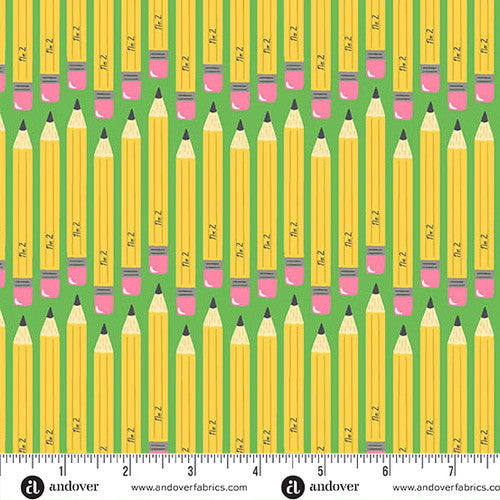 Andover Fabrics Back to School by Seek to Spring - No 2 Pencil Kelly