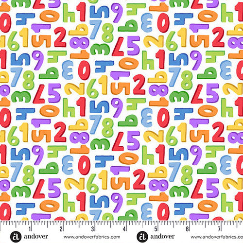 Andover Fabrics Back to School by Seek to Spring - Numbers White