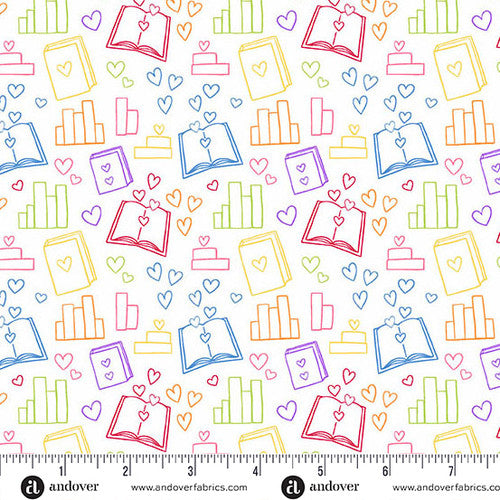 Andover Fabrics Back to School by Seek to Spring - Book Lover White