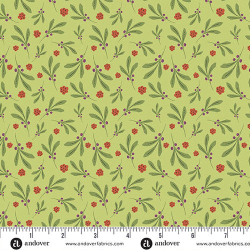 Andover Fabrics Nordic Summer by Gudrun Erla of GE Designs - Berry Spray Algae