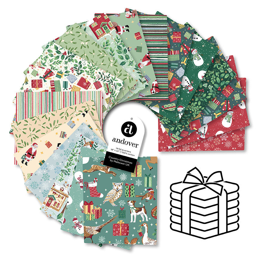 Makower UK Country Christmas - Fat Quarter Bundle (19 Cuts)