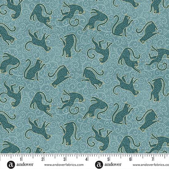 Makower UK Charmed - Whiskers Teal