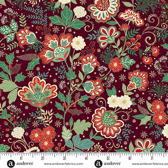 Makower UK Adorn - Bloom Burgundy