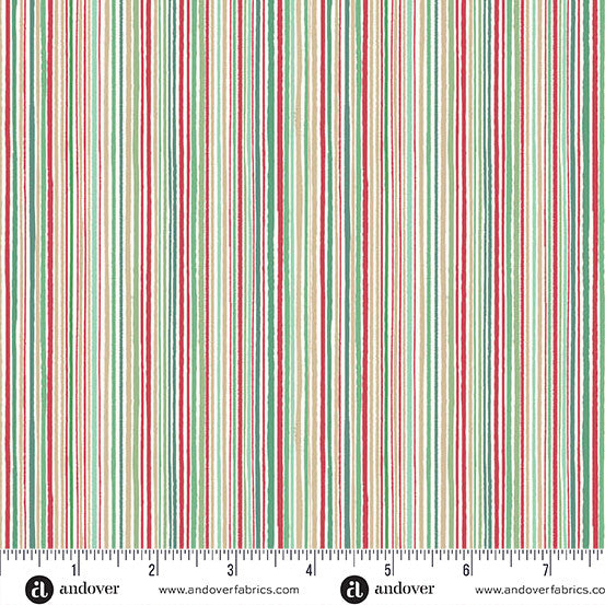 Makower UK Country Christmas - Fine Stripe Cream