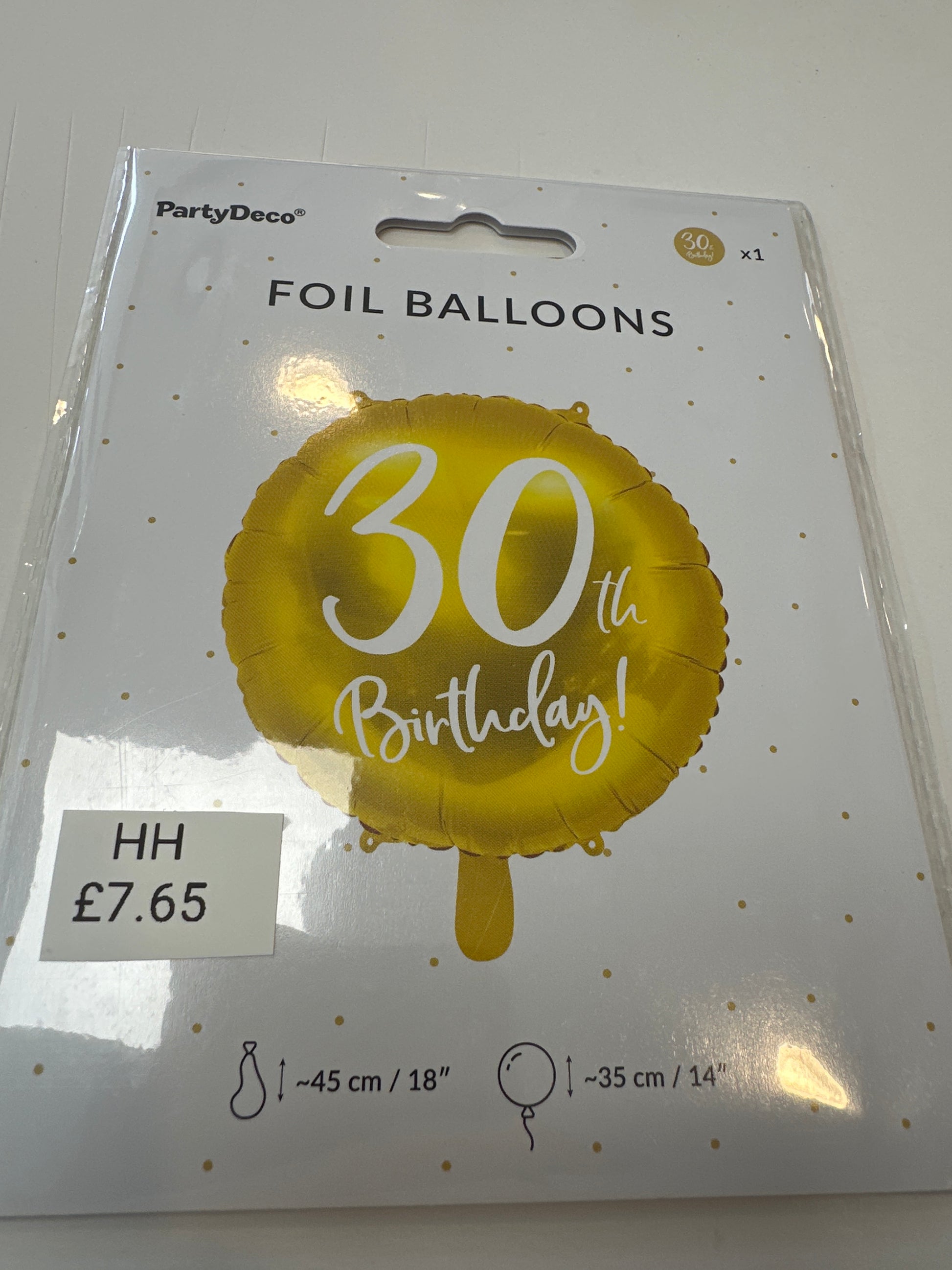 Gold 30th Birthday Balloon. 18”
