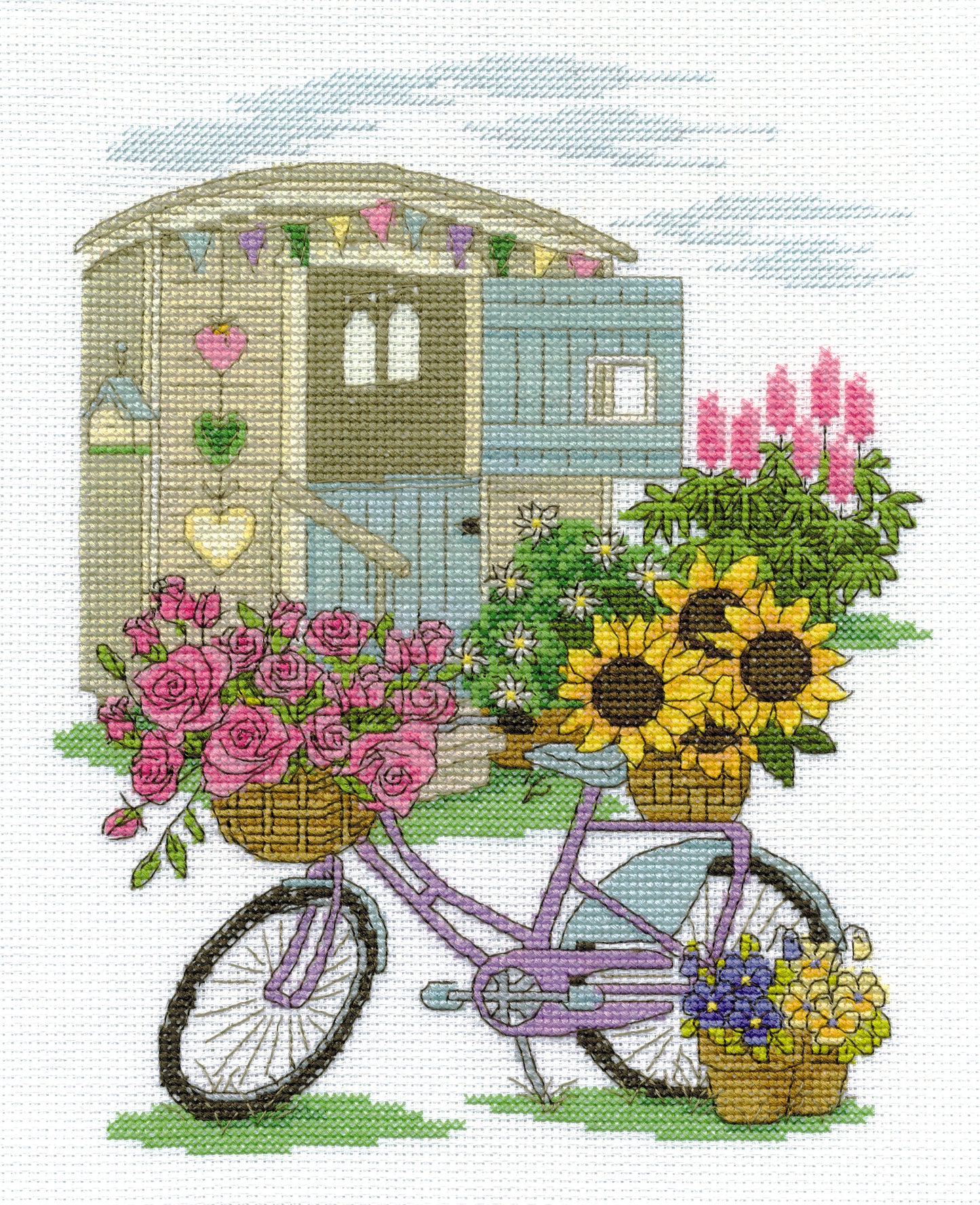 DMC Counted Cross Stitch Kit.  Flowery Bicycle