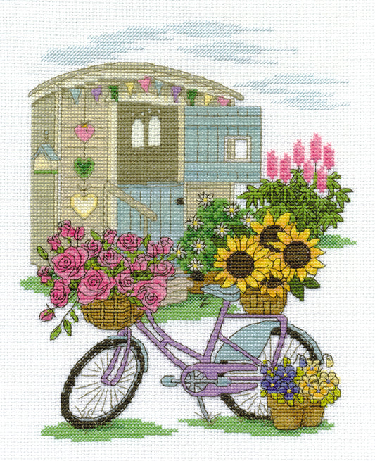 DMC Counted Cross Stitch Kit.  Flowery Bicycle