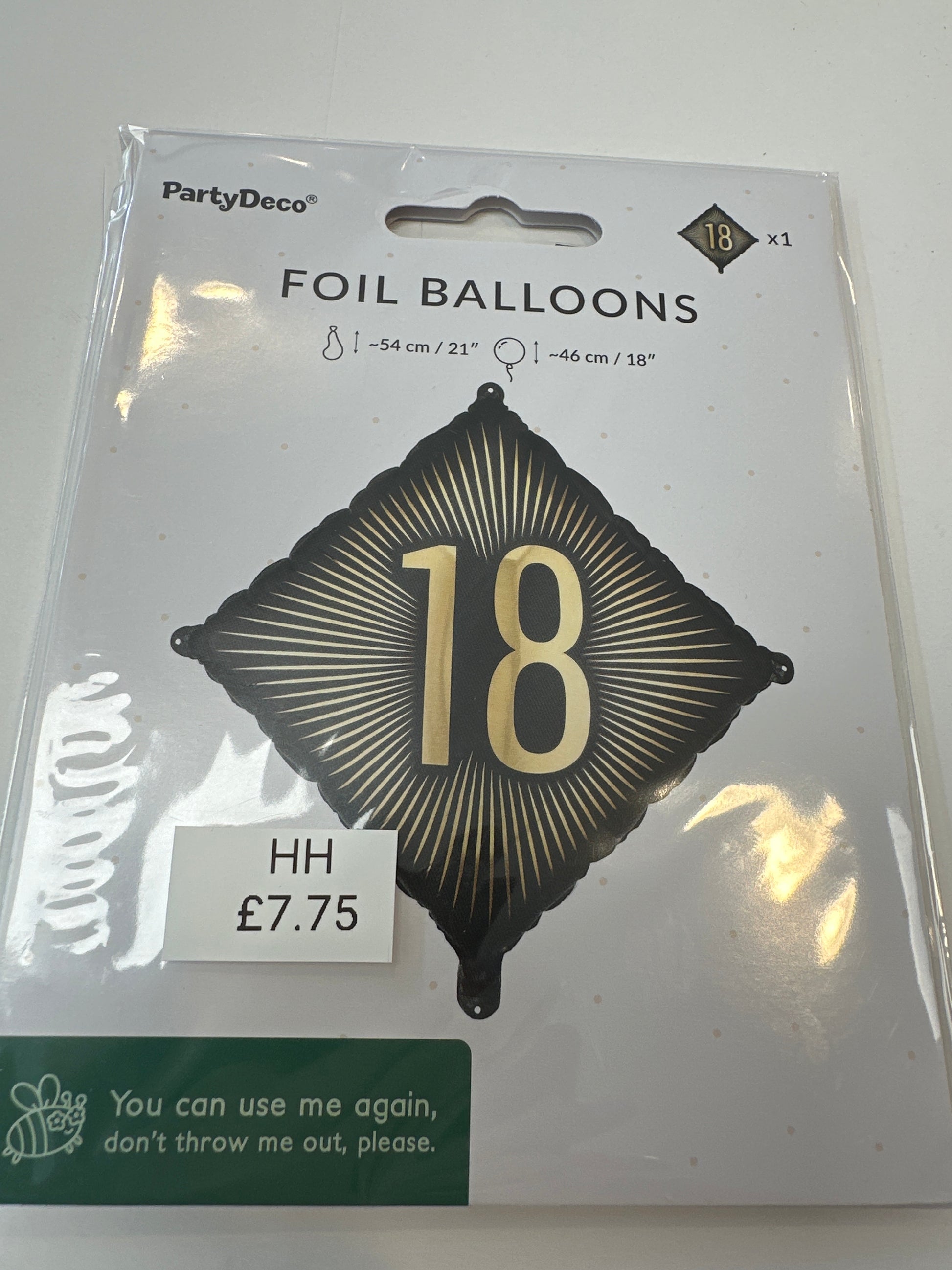Black & Gold 18th Birthday Balloon. 21”