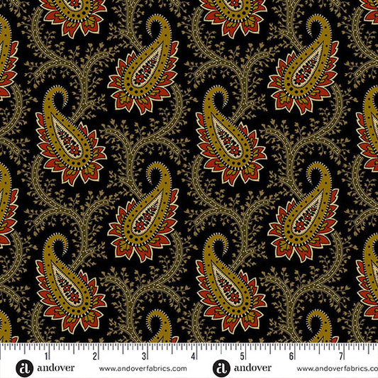 Andover Fabrics Madison Manor Revisited - Main Paisley Black