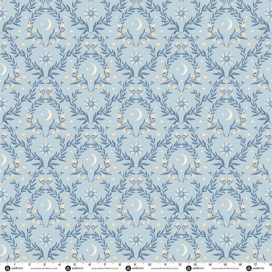 Andover Fabrics Midnight Garden - Lunar Flourish Misty Blue