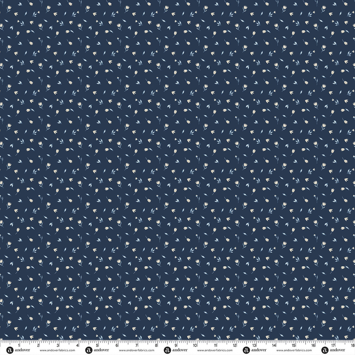 Andover Fabrics Midnight Garden - Moonlit Petals Navy Blue