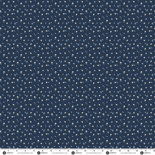 Andover Fabrics Midnight Garden - Moonlit Petals Navy Blue