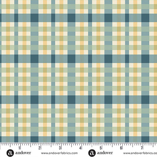 Andover Fabrics Sparrow Falls - Check Teapot Blue