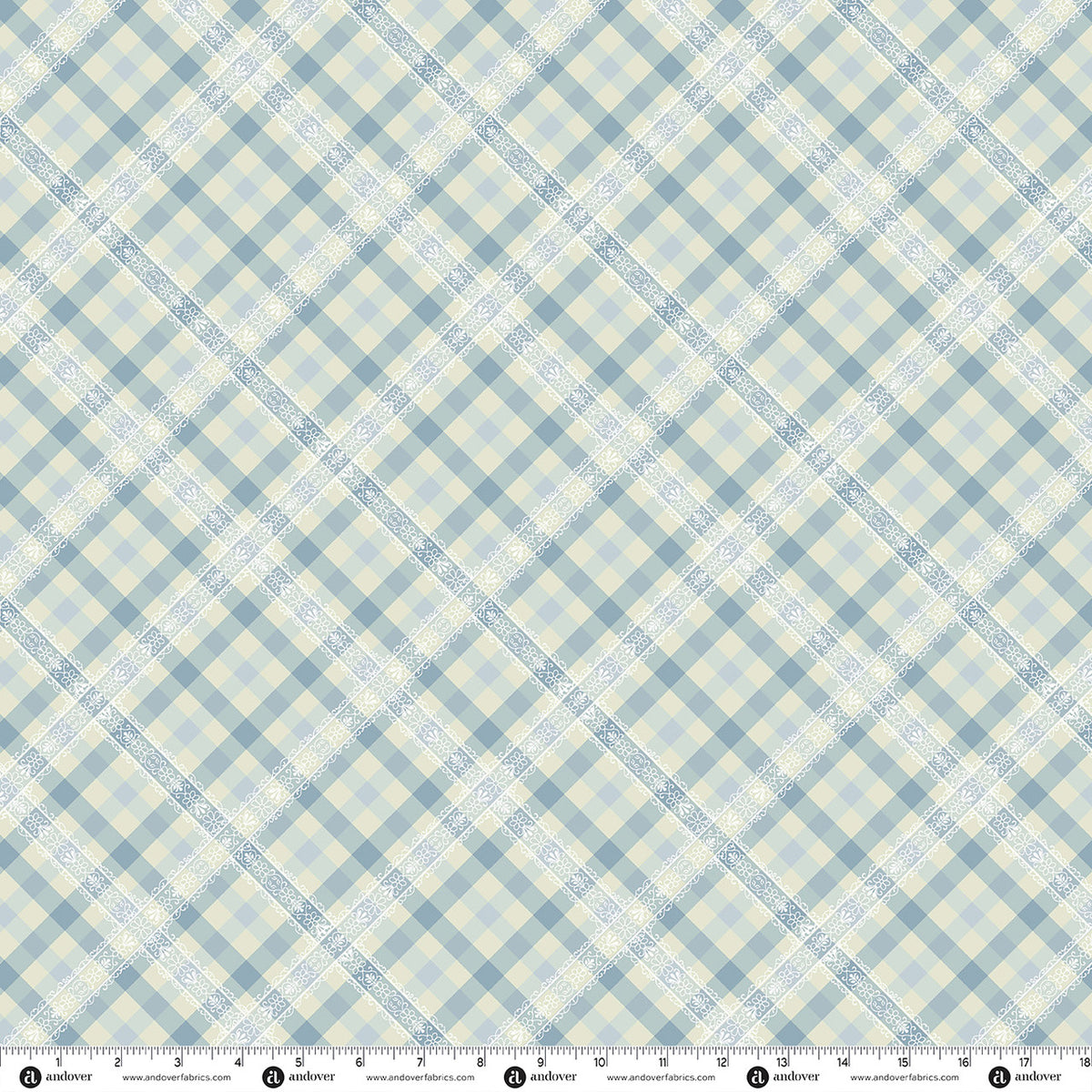 Andover Fabrics Backroad Blooms - Nana's Lace Cottage Blue